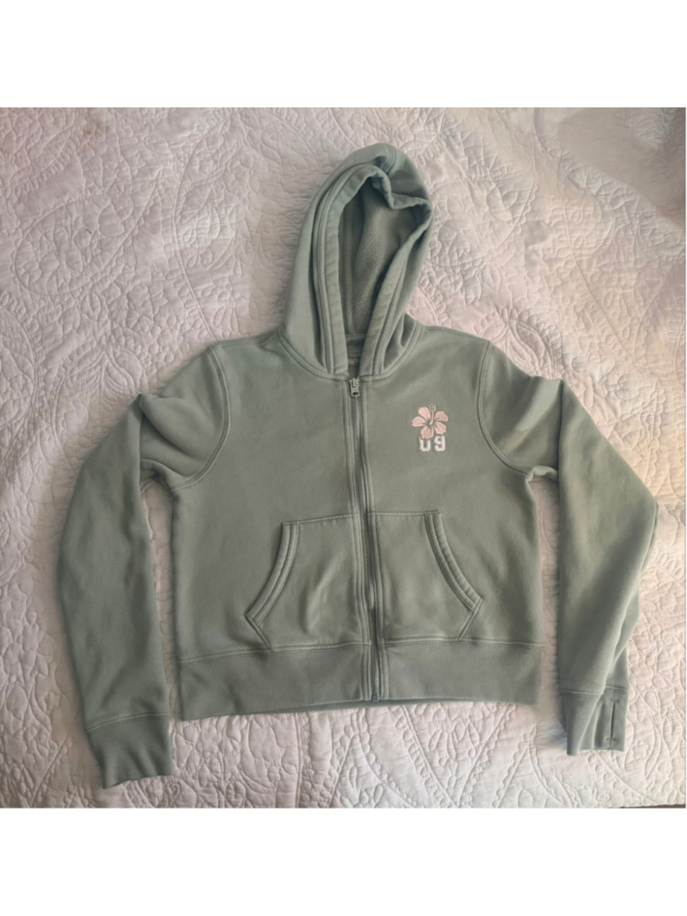 Abercrombie Kids Zip-Up Hoodie Size 14 Green Floral